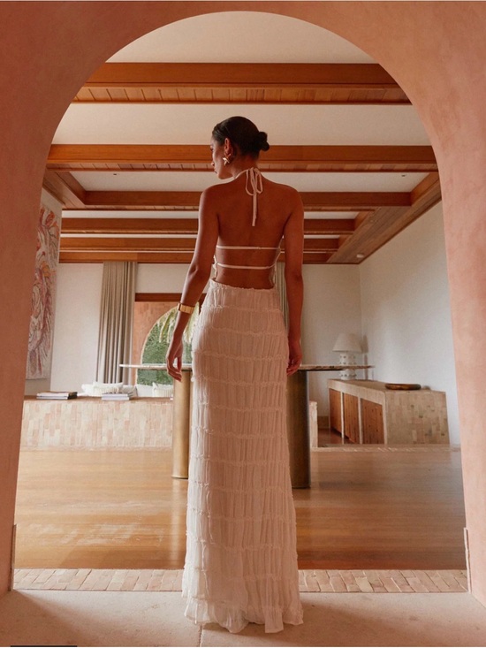 Peppermayo Dresses & Skirts - Peppermayo Cream Backless Halter Maxi Dress